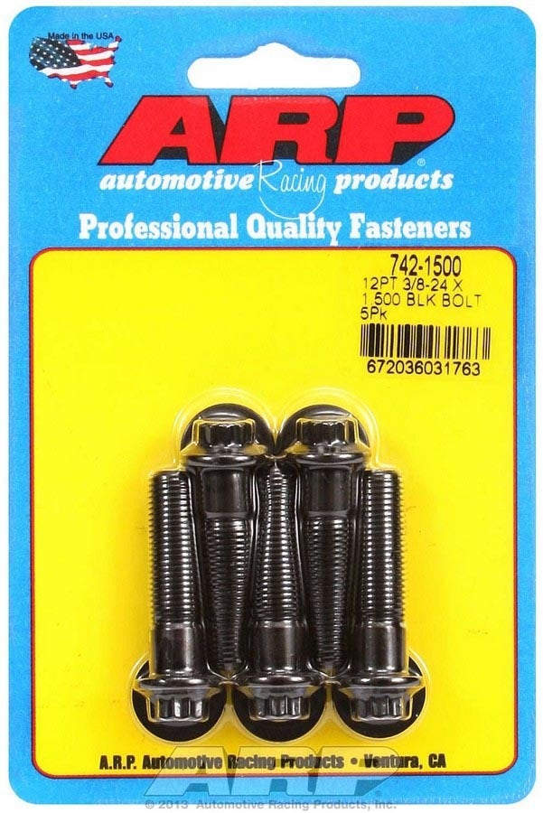 Arp 742-1500 Black Oxide 3/8-24" Fine Rh Thread 1.500" Uhl 12-Point Bolt With