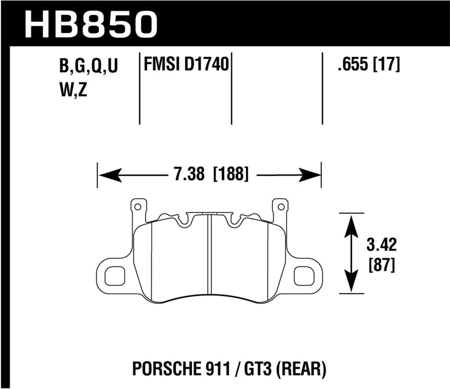 Hawk Performance Hb850b.655 Hps 5.0 Disc Brake Pad Fits 911 Cayman Panamera