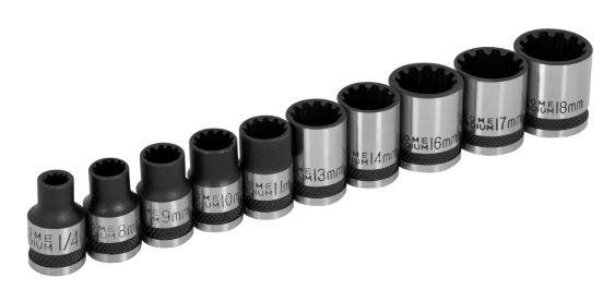 Performance Tool W38194 3/8" Drive Universal Spline Socket Set , 10 Piece Metric