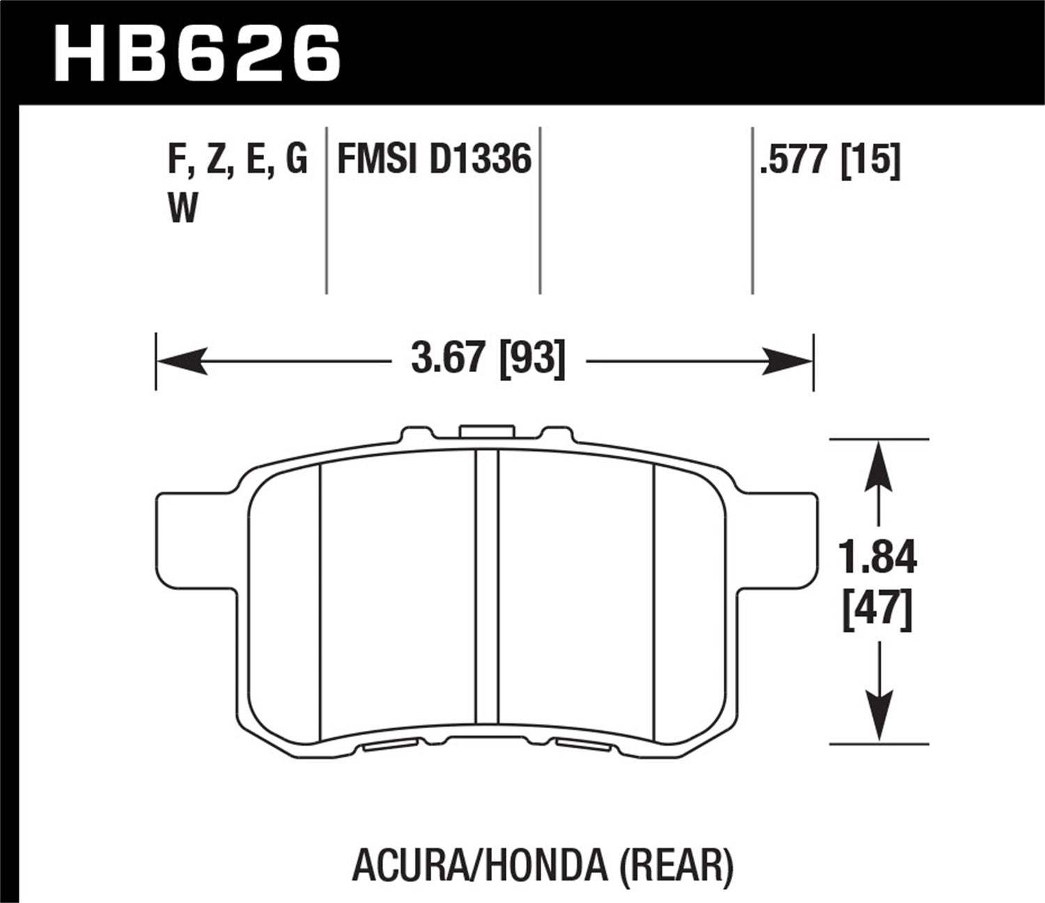 Hawk Performance Hb626f.577 Hps Disc Brake Pad Fits 04-15 Accord Tsx   Hps Disc