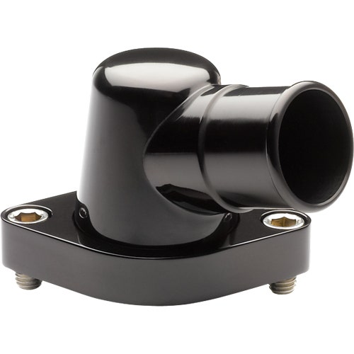 Thermostat Housing Sb/Bb Chevy (15 Degree), Black Anodized Thermostat Housing