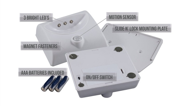 Tri-Lynx 00025 3 Led Light With Motion Sensor, White   3 Led Light With Motion