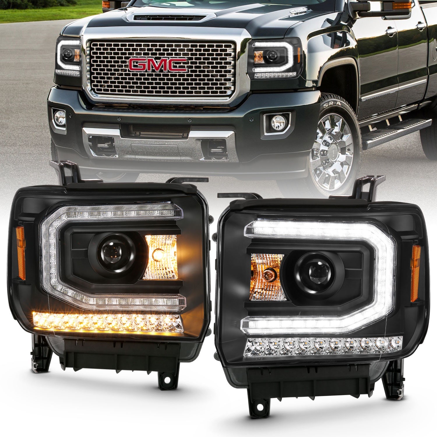 Anzo Usa 111485   Projector Headlight Set Fits 16-19 Sierra 1500
