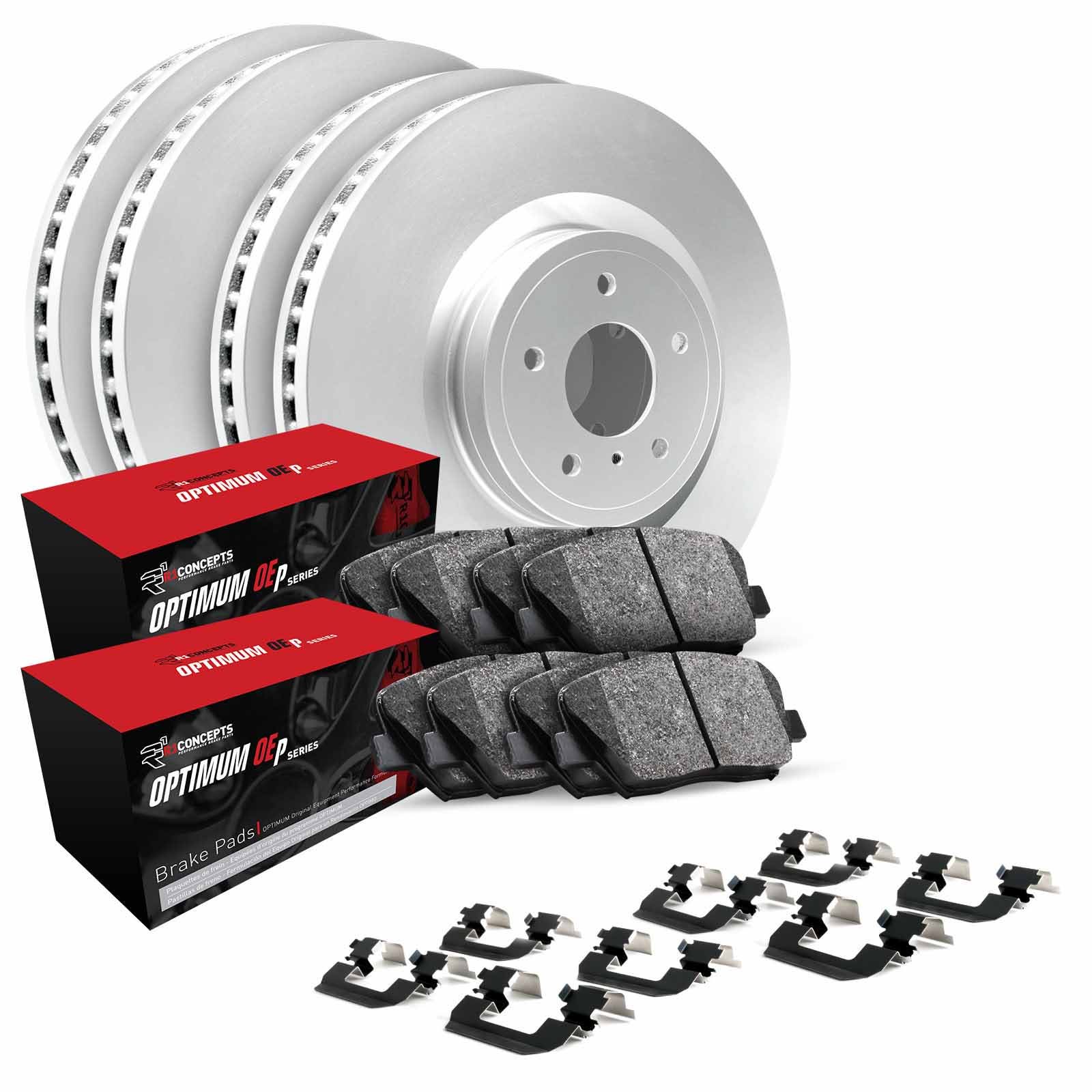 R1 Concepts Wduh2-02022 R1 Brake Rotors - Carbon Coated W/ Optimum Oe Pads & Hdw