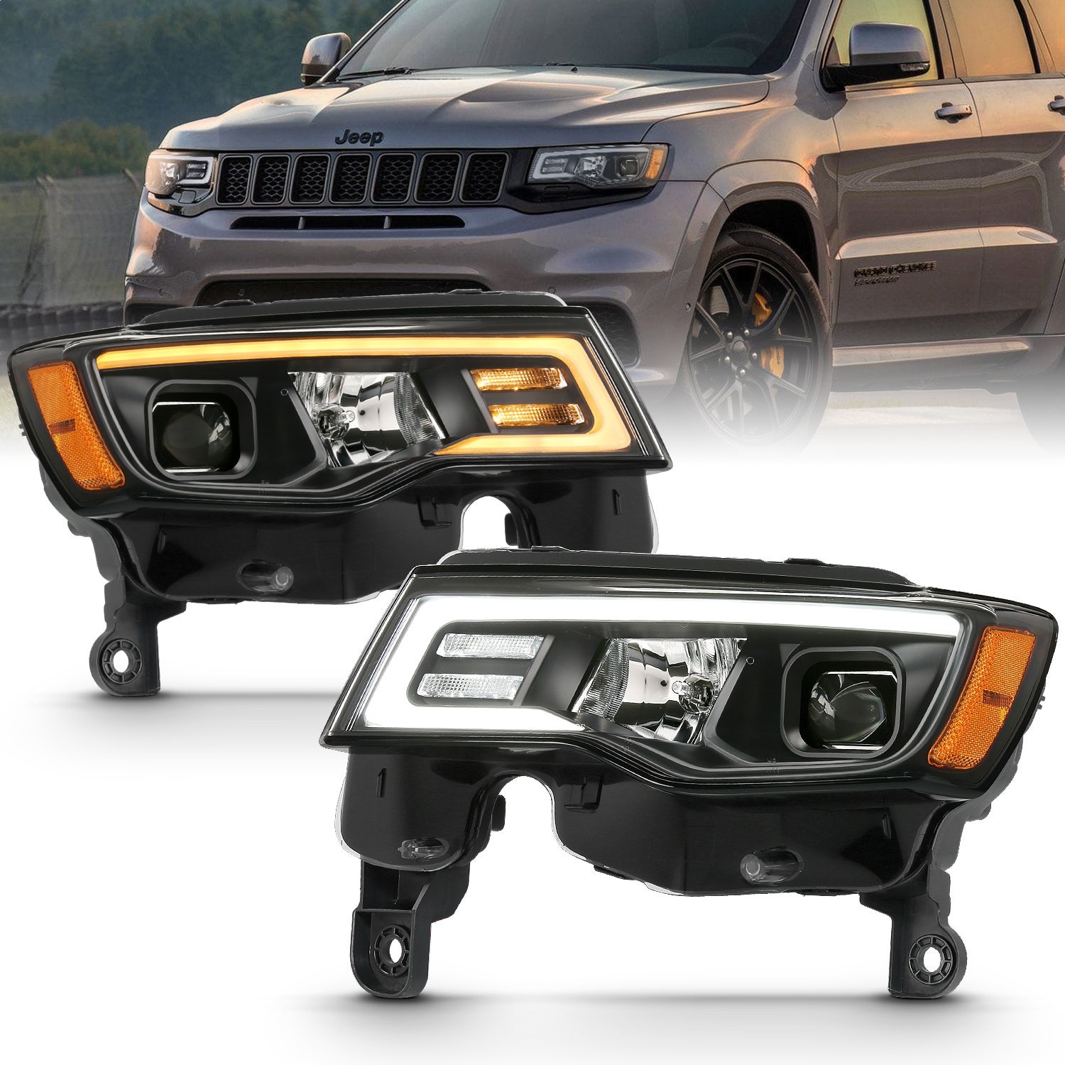 Anzo Usa 111418   Projector Headlight Set Fits 17-18 Grand Cherokee (Wk2)