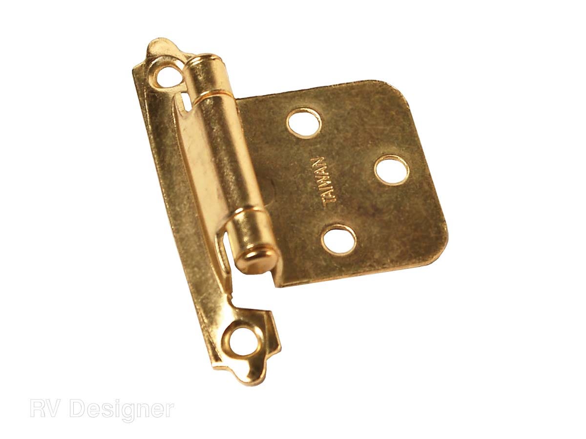 Rv Designer H237, Self Closing Hinge, Brass, 2 Per Pack, Cabinet Hardware   Door