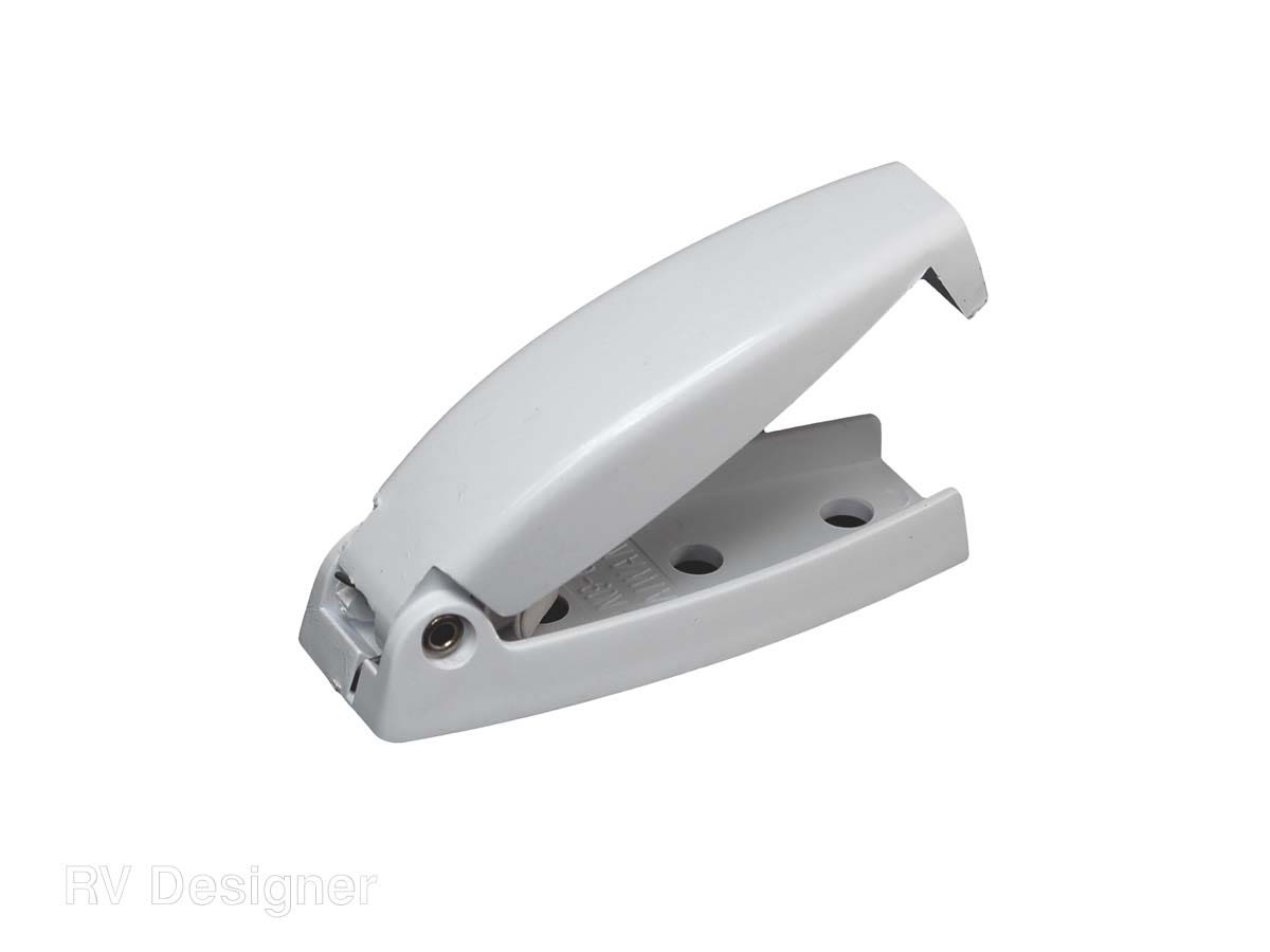 Rv Designer E211, Plastic Rounded Baggage Door Catch, White, 2 Per Pack,