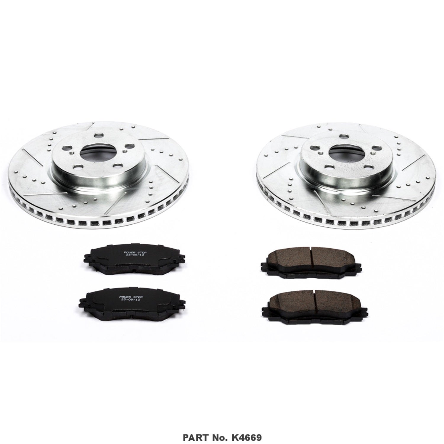 Power Stop K4669 Front Z23 Carbon Fiber Brake Pads With Drilled & Slotted Brake