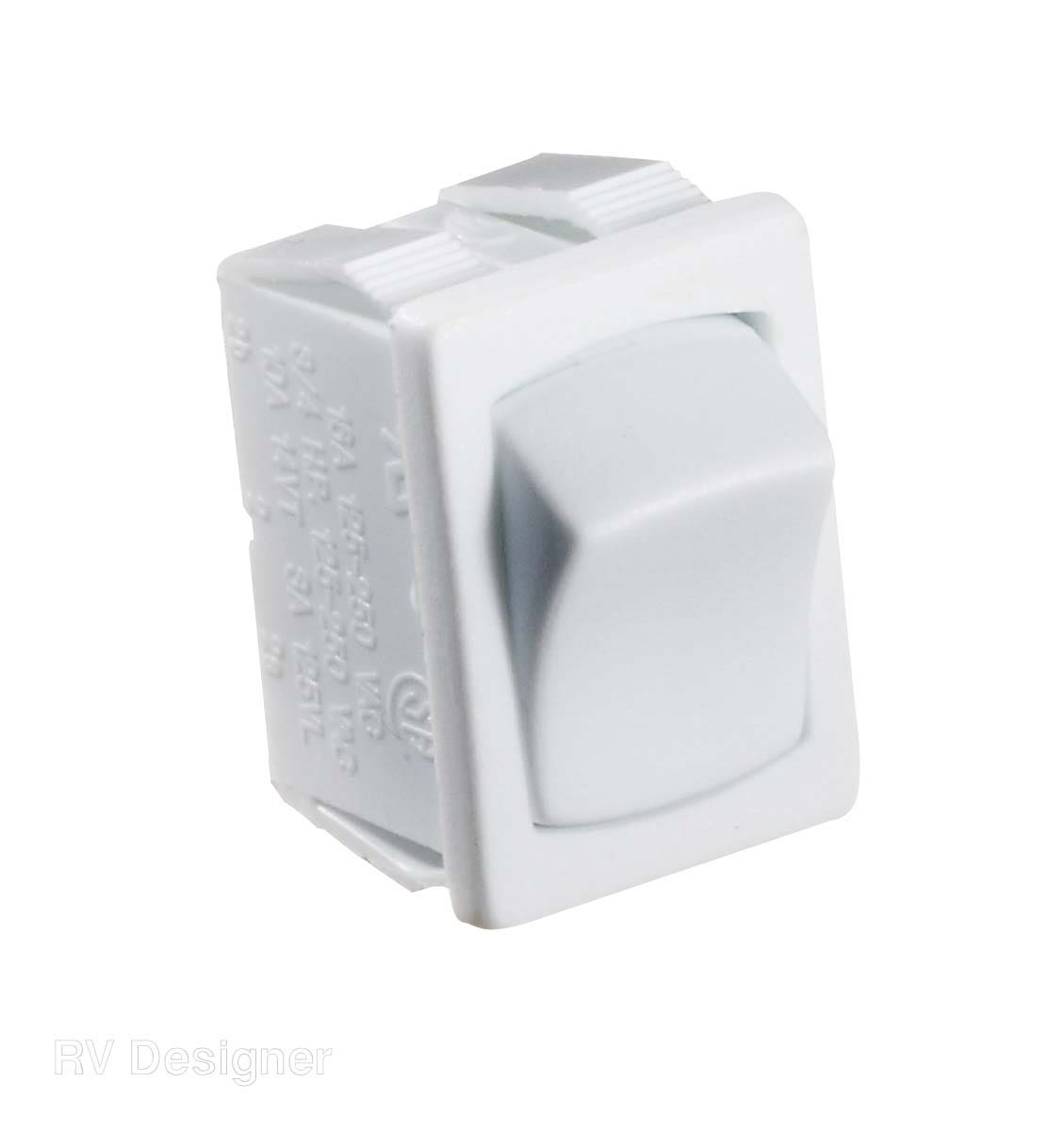 Rv Designer S435, Rocker Switch, 10 Amp, On / Off, Spst, White, Dc Electrical