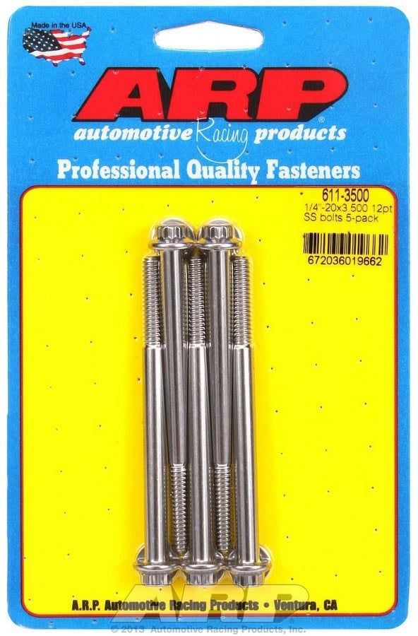 Autoracing Products 611-3500 S/S Bolt Kit - 12Pt. (5) 1/4-20 X 3.500 Autoracing