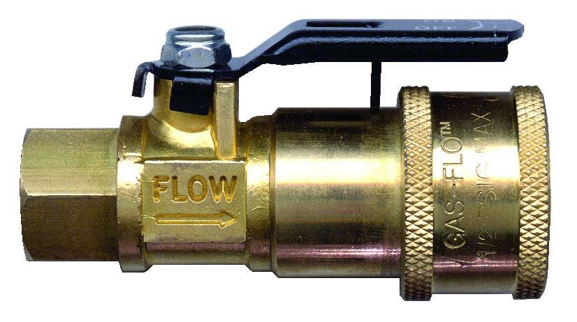 Coupler With Shut-Off   Shut Off Valve Gas Flow (Tm); Fitting Angle - Straight,
