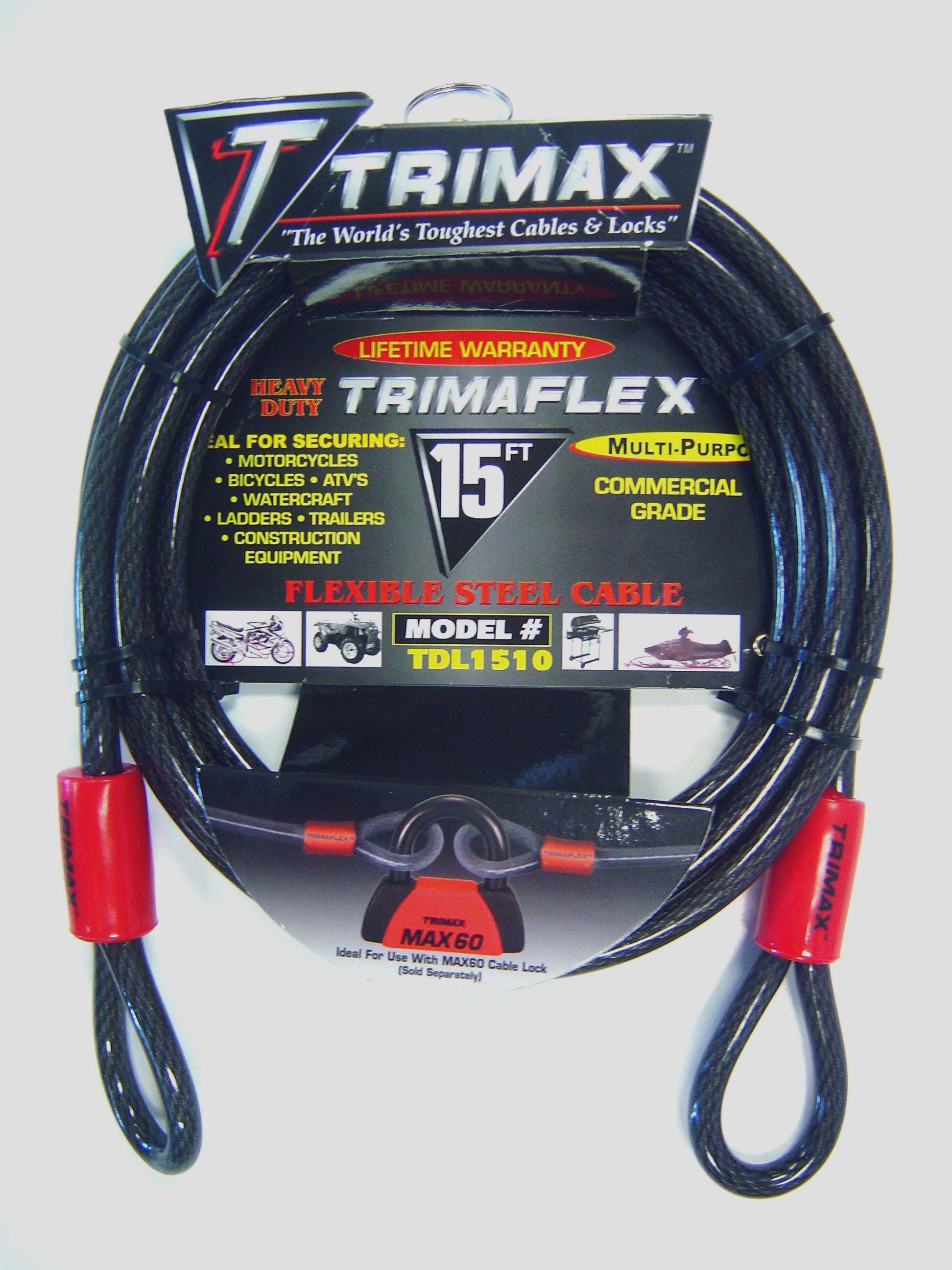 Trimax Trimaflex Dual Loop Multi-Use Cable 15 Ft X 10 Mm  Locks  Security Cable;