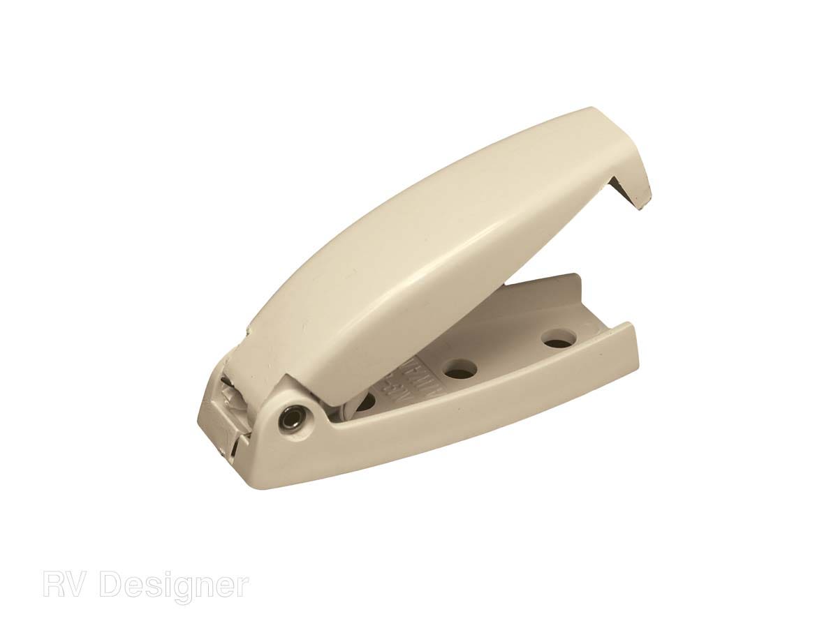Rv Designer E209, Plastic Rounded Baggage Door Catch, Colonial White, 2 Per