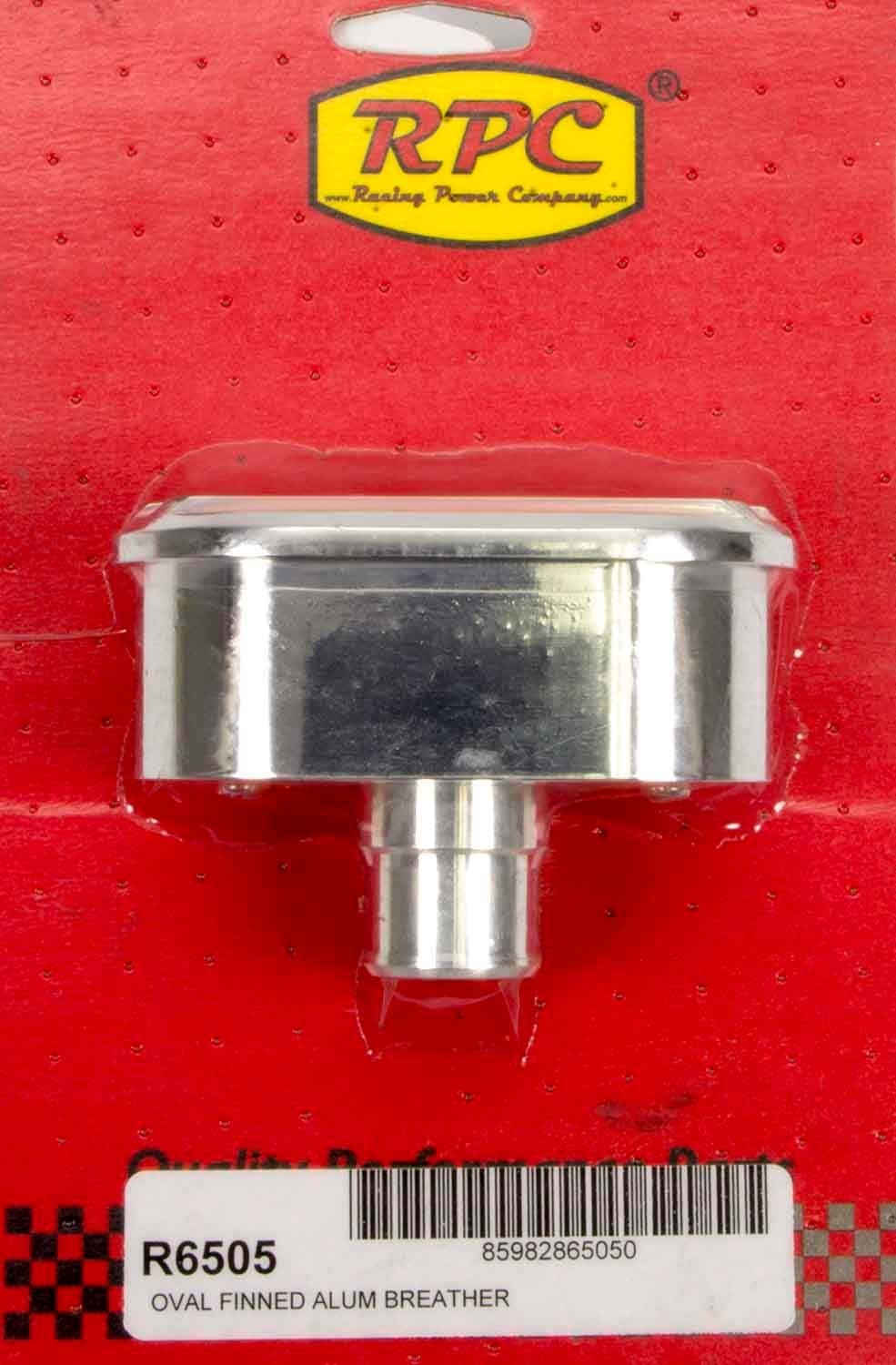 Racing Power R6505 Polished Aluminum Oval Push-In Breather - Finned Racing Power