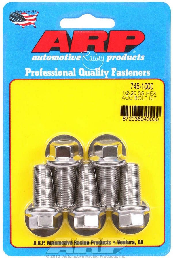 Arp 745-1000 1/2-20" X 1.000 Uhl 6-Point Stainless Steel Bolt Kit - 5 Piece Arp