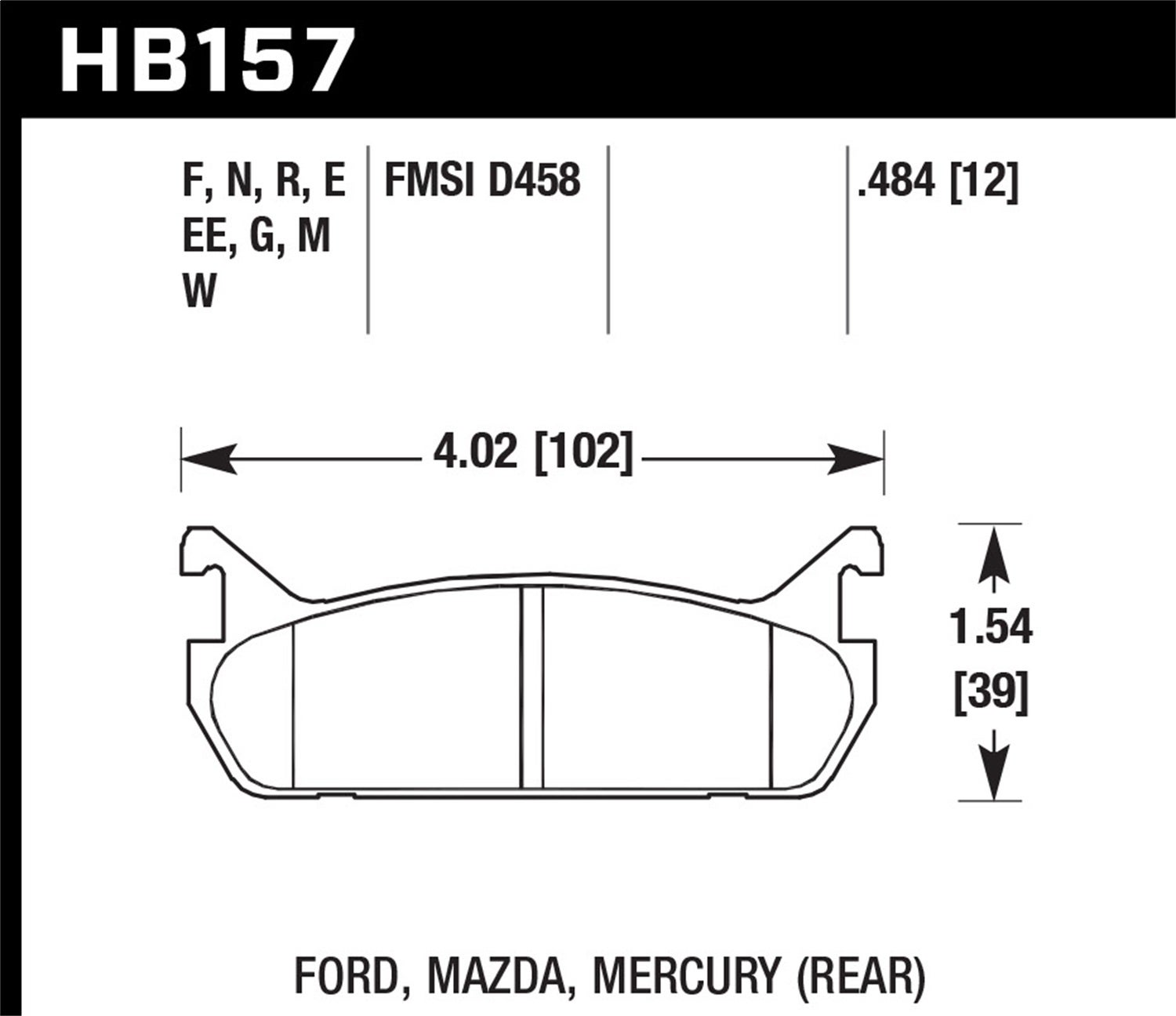 Hawk Performance Hb157n.484 Hp Plus Disc Brake Pad   Hp Plus Disc Brake Pad