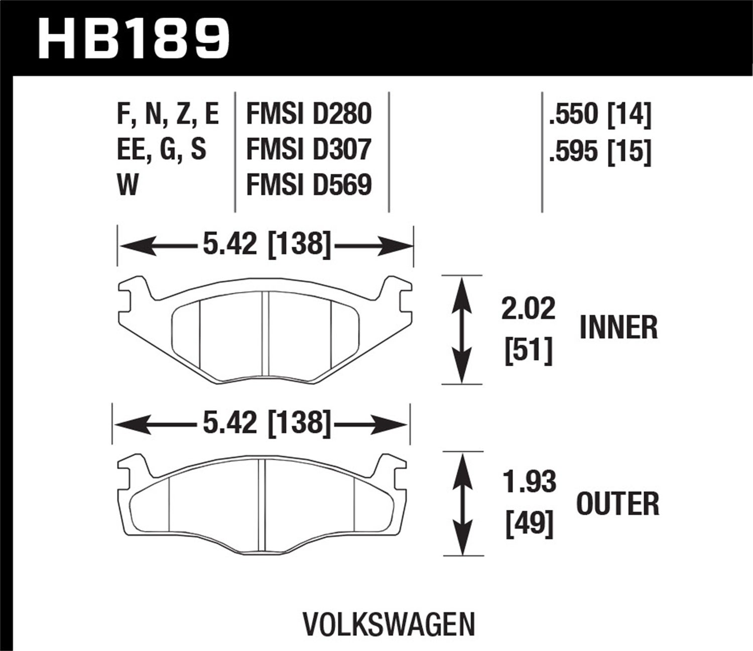 Hawk Performance Hb189e.595 Blue 9012 Disc Brake Pad   Blue 9012 Disc Brake Pad