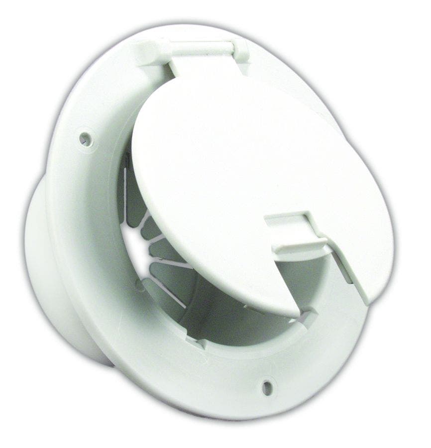 Jr Products 541-2-A Polar White Deluxe Round Electric Cable Hatch With Back