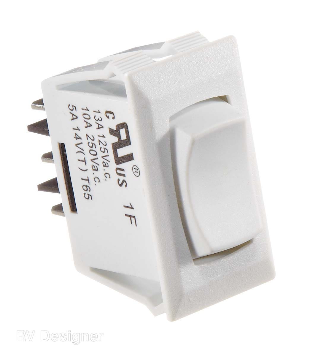 Rv Designer S345, White Rocker Switch, 10 A, Momentary On/Off/Momentary On -
