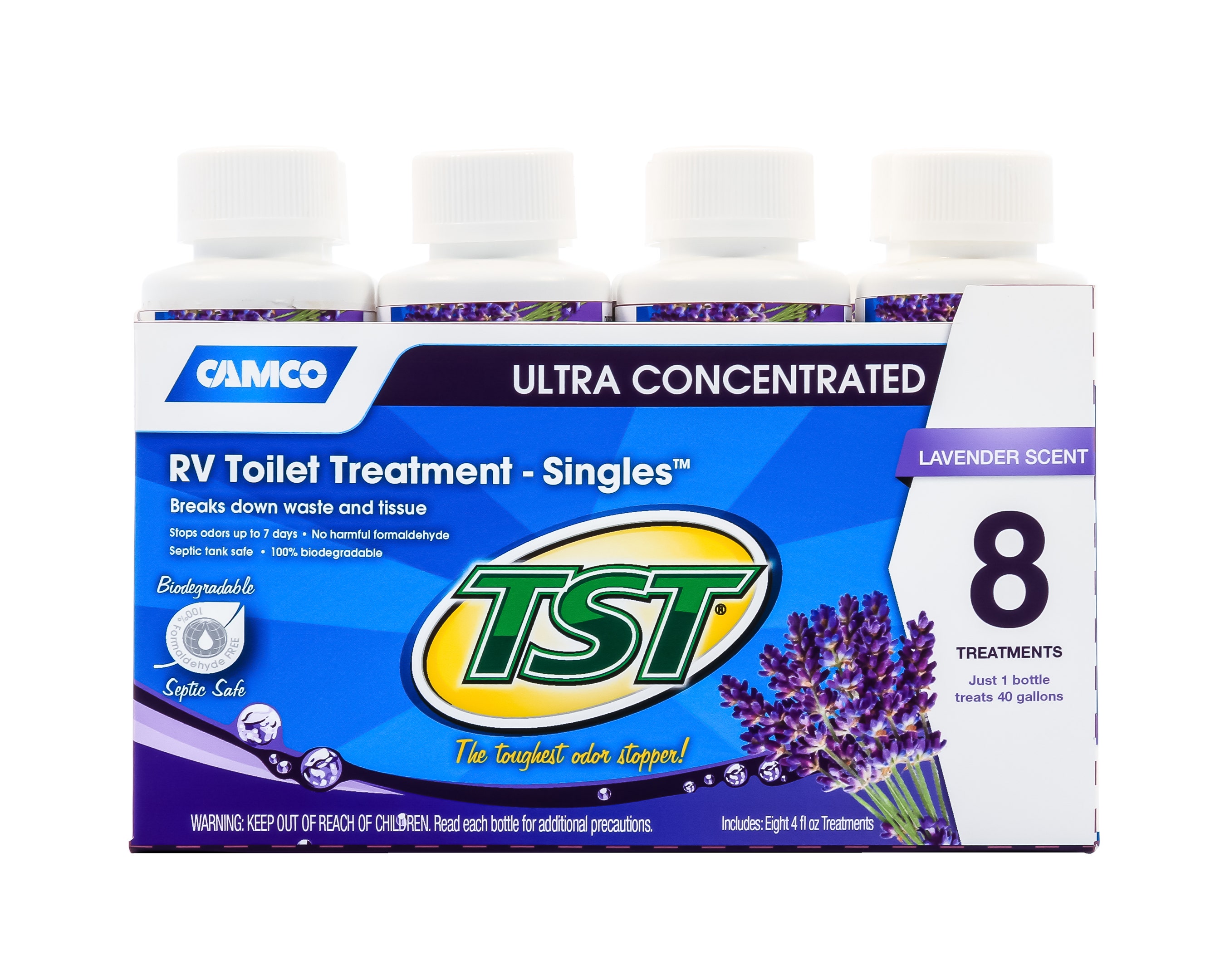 Camco 41551 Tst Lavender Holding Tank Treatment - 4Oz. Liquid, 8 Pack  Tst (Tm)
