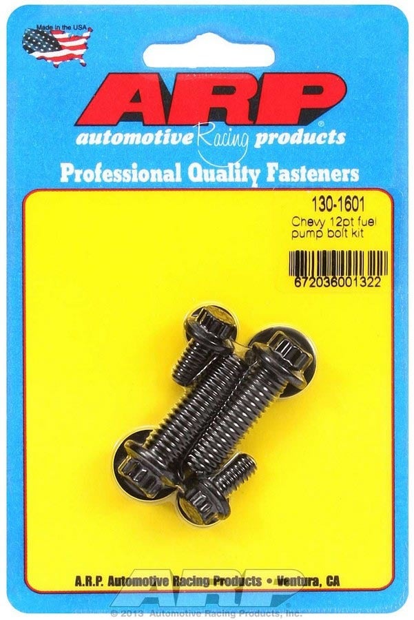 Arp 1301601 Fuel Pump Bolt Kit, Black Chrome Moly Steel With 12-Point Style