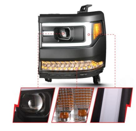 Anzo Usa 111373 Projector Headlight Set Fits 16-18 Silverado 1500 Anzo