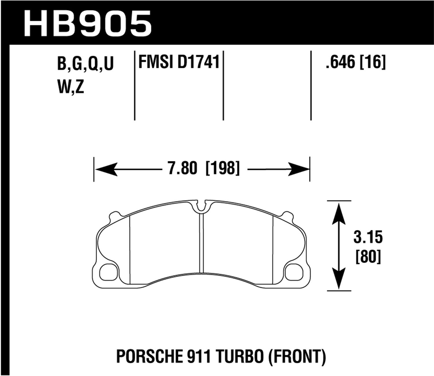 Hawk Performance Hb905z.646 Performance Ceramic Disc Brake Pad Fits 14-19 911