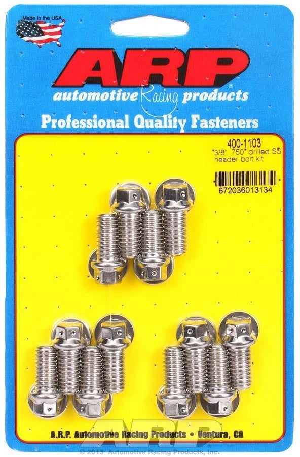Arp 4001103 Stainless 300 Hex Drilled Header Bolts - Pack Of 12 Arp 4001103