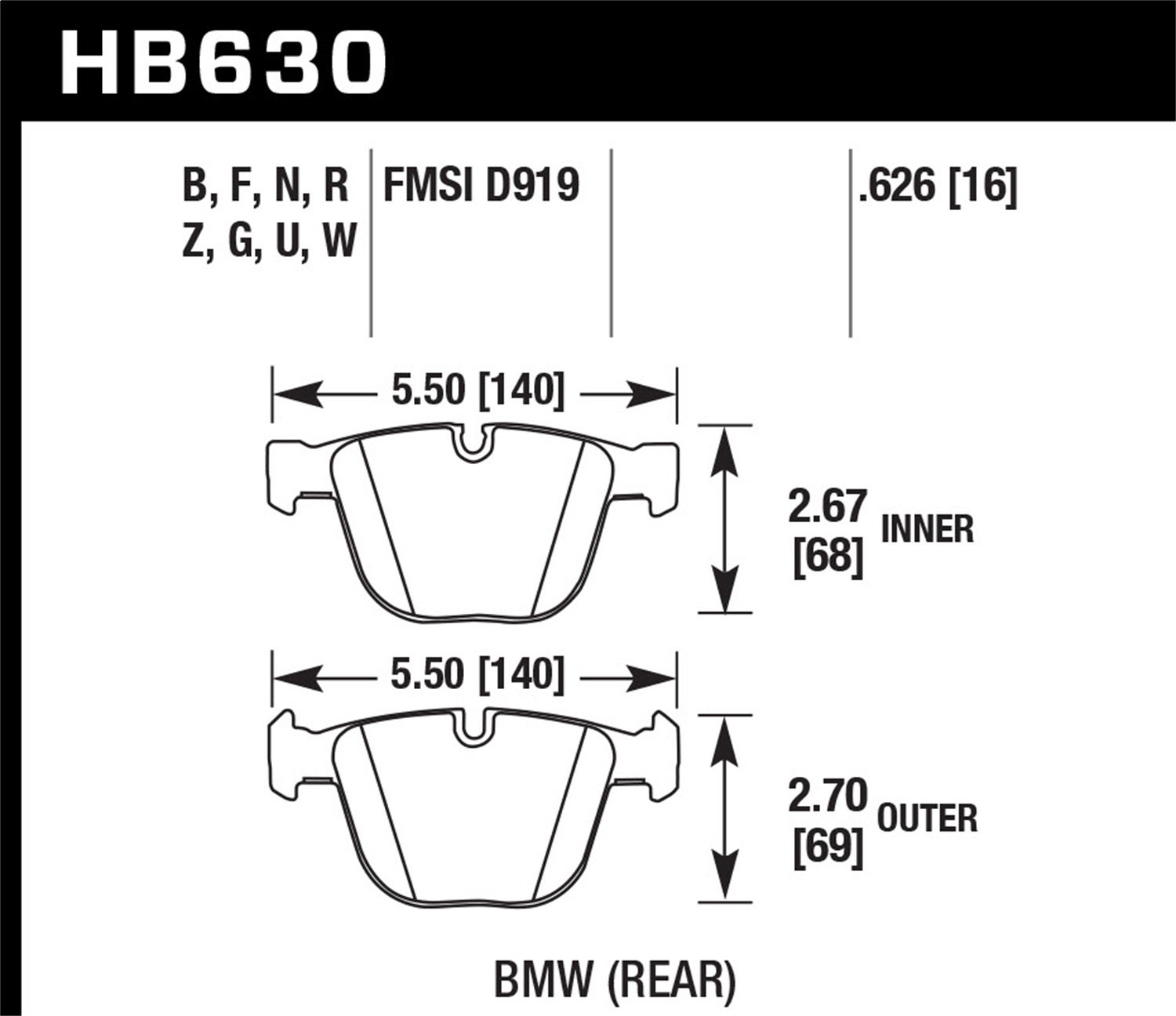 Hawk Performance Hb630b.626 Hps 5.0 Disc Brake Pad   Hps 5.0 Disc Brake Pad