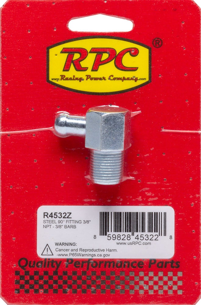 Racing Power R4532z Chrome Aluminum 90 Degree Fitting (3/8" Male With 3/8" Hose