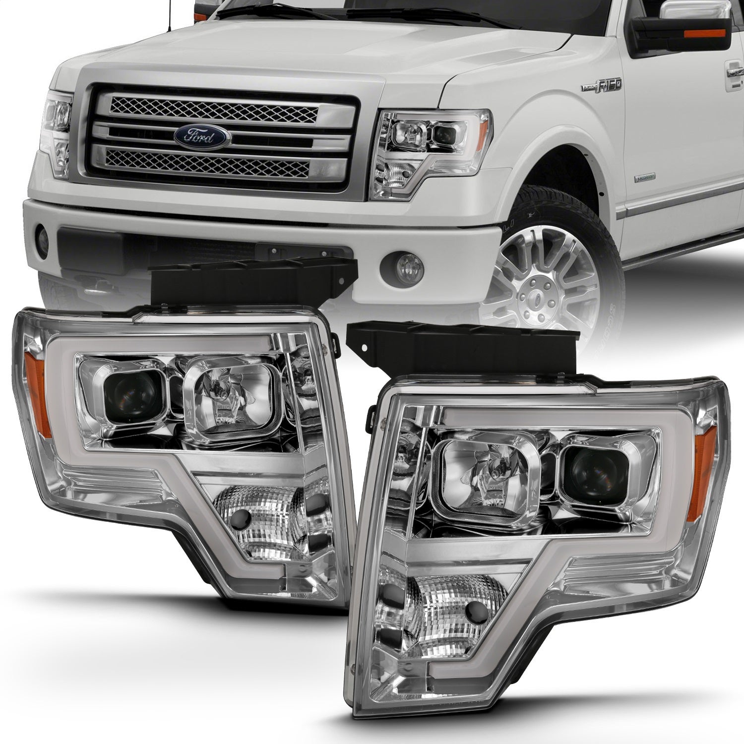 Anzo Usa 111444   Projector Headlight Set Fits 09-14 F-150