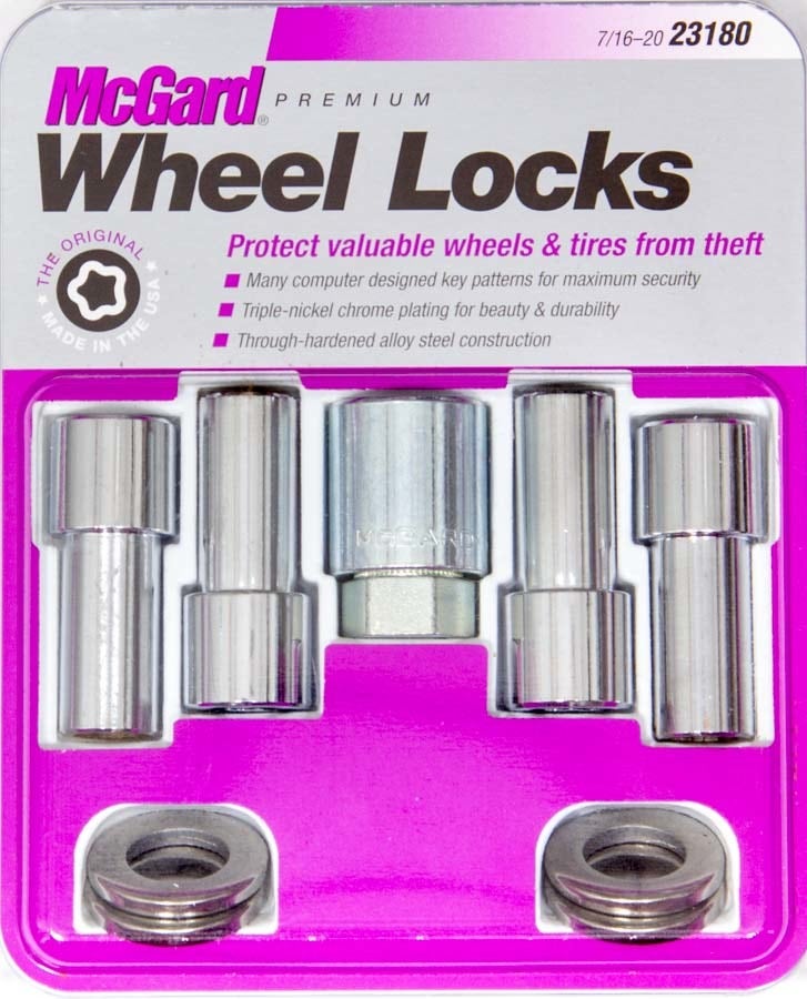 Mcgard 23180 Chrome Extra Long Shank Wheel Locks (7/16" - 20 Thread Size), 4