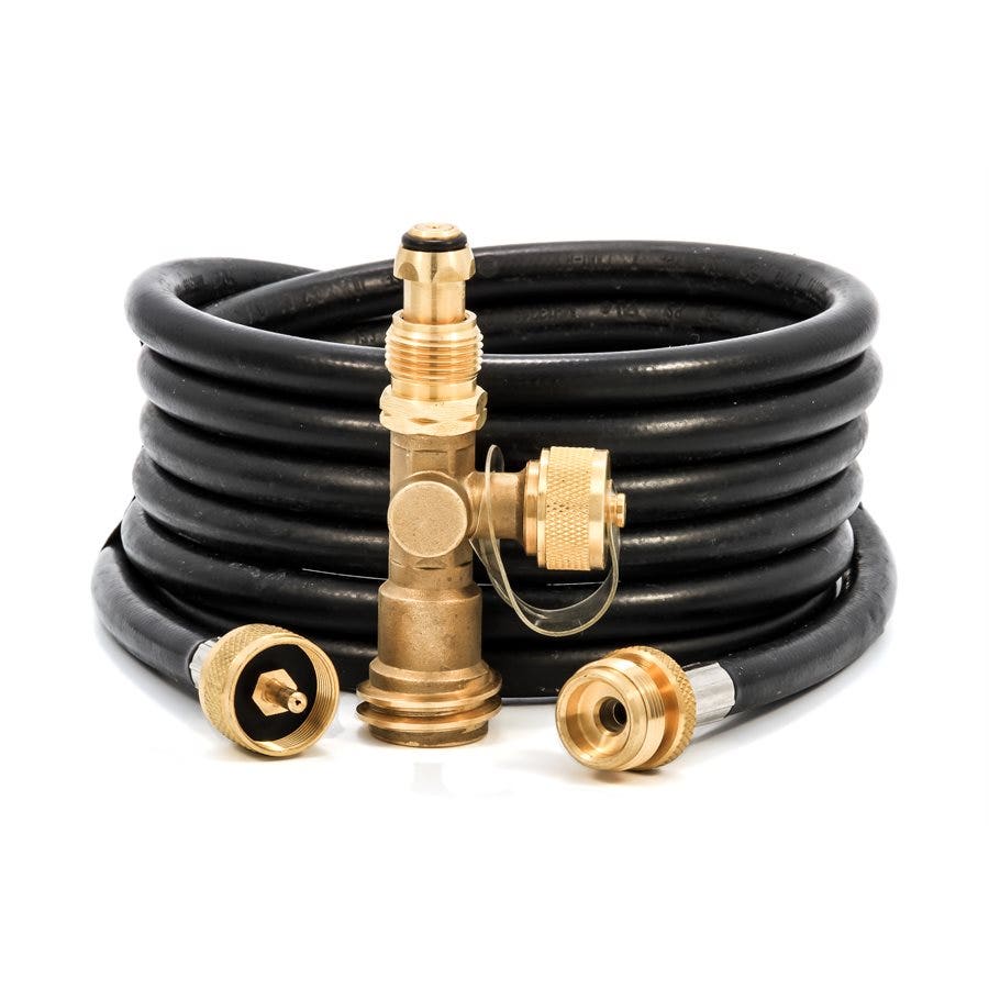 Camco 59103 Propane Brass Tee With 3 Port And 12' Hose   Propane Supply