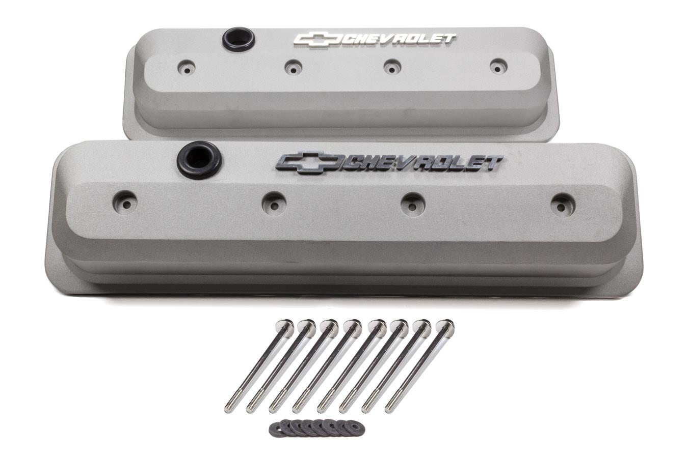 Gm-141-842 Chevrolet Bowtie Slant Valve Covers Centerbolt Small Block Cast Gray