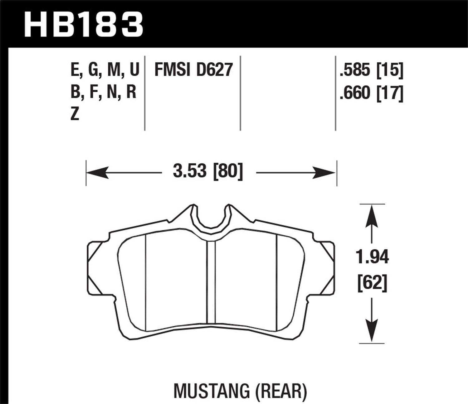 Hawk Performance Hb183g.585 Dtc-60 Disc Brake Pad Fits 94-04 Mustang   Dtc-60