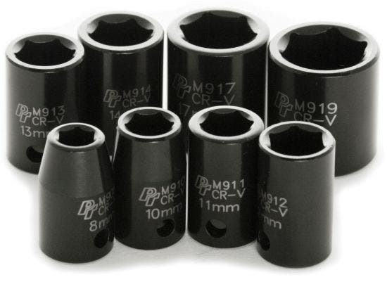 Performance Tool M589db 8Pc 3/8" Dr Met Impact Skt Set   8Pc 3/8  Dr Met Impact