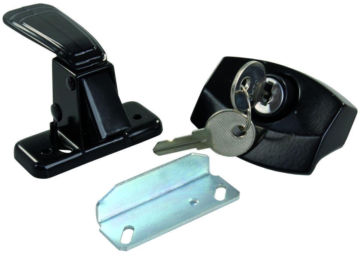Jr Products 11675 Black Locking Camper Door Latch   Entry Door Latch; Type -