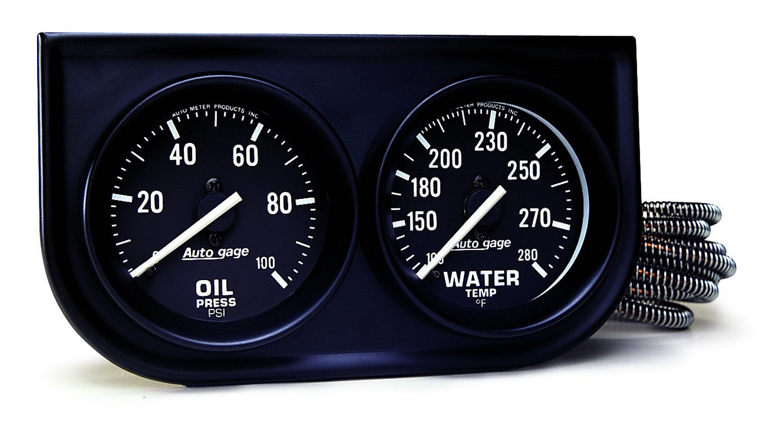 Autometer 2392 Autogage Oil/Water Black Steel Console Auto Meter Products  Gauge