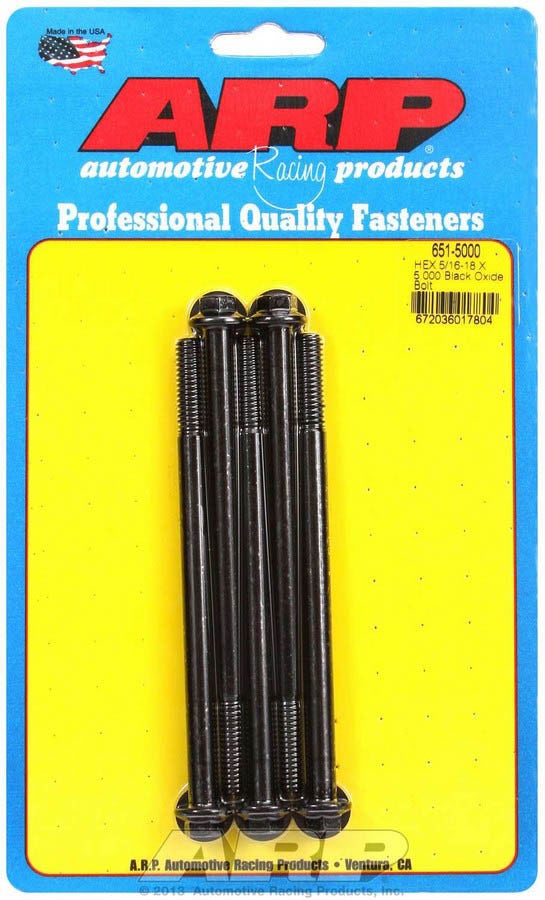 Arp 651-5000 Black Oxide 5/16-18" Rh Thread 5.000" Uhl 6-Point Bolt With 3/8"