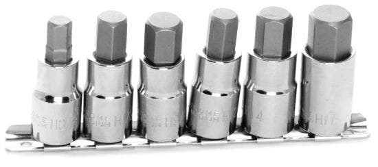 Performance Tool W38886 6 Piece 1/2 Drive Large Hex Bit Socket Set 3/8", 1/2" ,