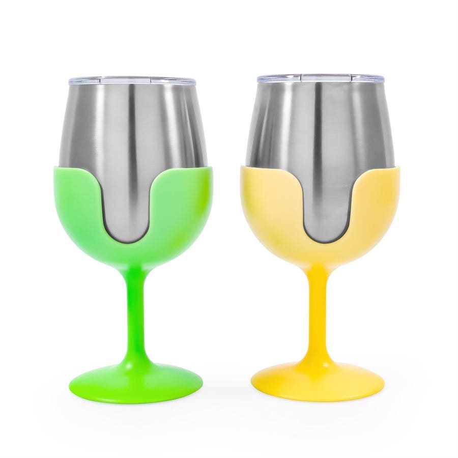 Camco Yellow And Green Stainless Steel Tumbler Set With Removable Bright Lime