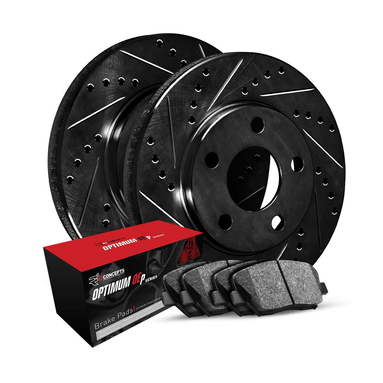 R1 Concepts Whun1-74026 R1 Concepts Black Drilled Slotted Rotors With 5000 Oep