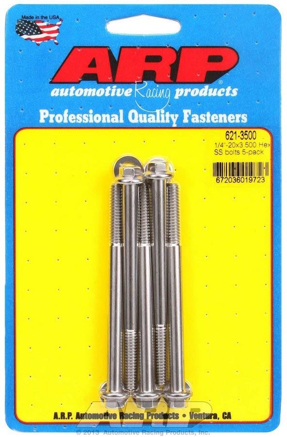Arp 621-3500 Stainless Steel 1/4-20" Rh Thread 3.500" Uhl 6-Point Bolt With