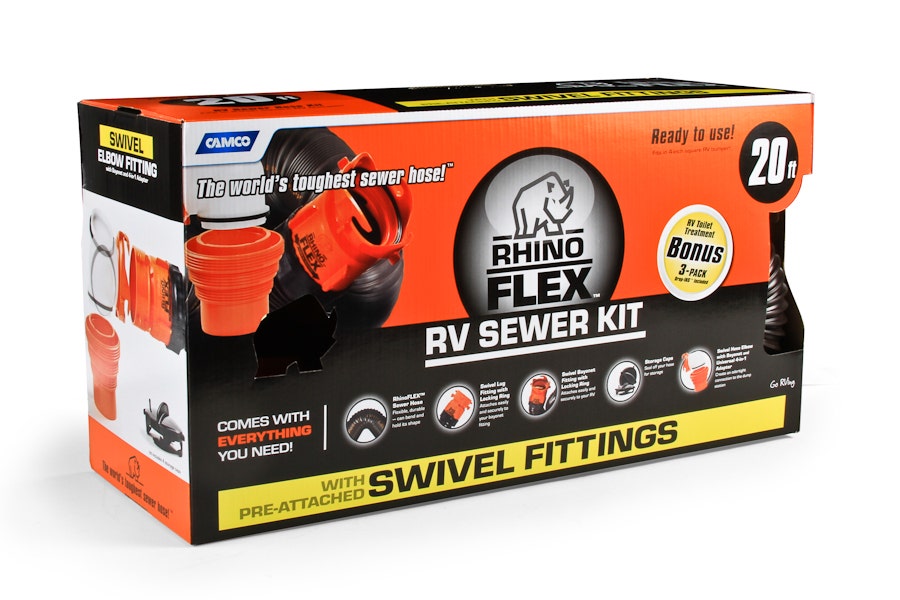 Camco Rhinoflex 20-Foot Rv Sewer Hose Kit, Includes Swivel Fittings And