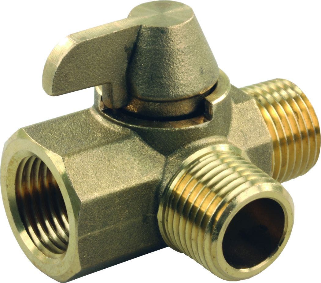 Jr Products 62245 3-Way Brass Diverter Valve - 1/2" Mpt X 1/2" Mpt X 1/2" Fpt