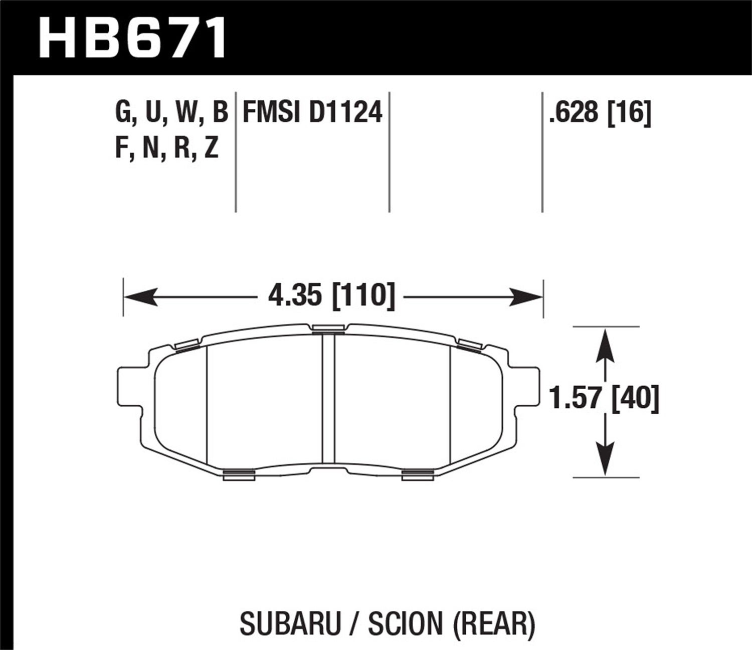 Hawk Performance Hb671s.628 Ht-10 Disc Brake Pad   Ht-10 Disc Brake Pad