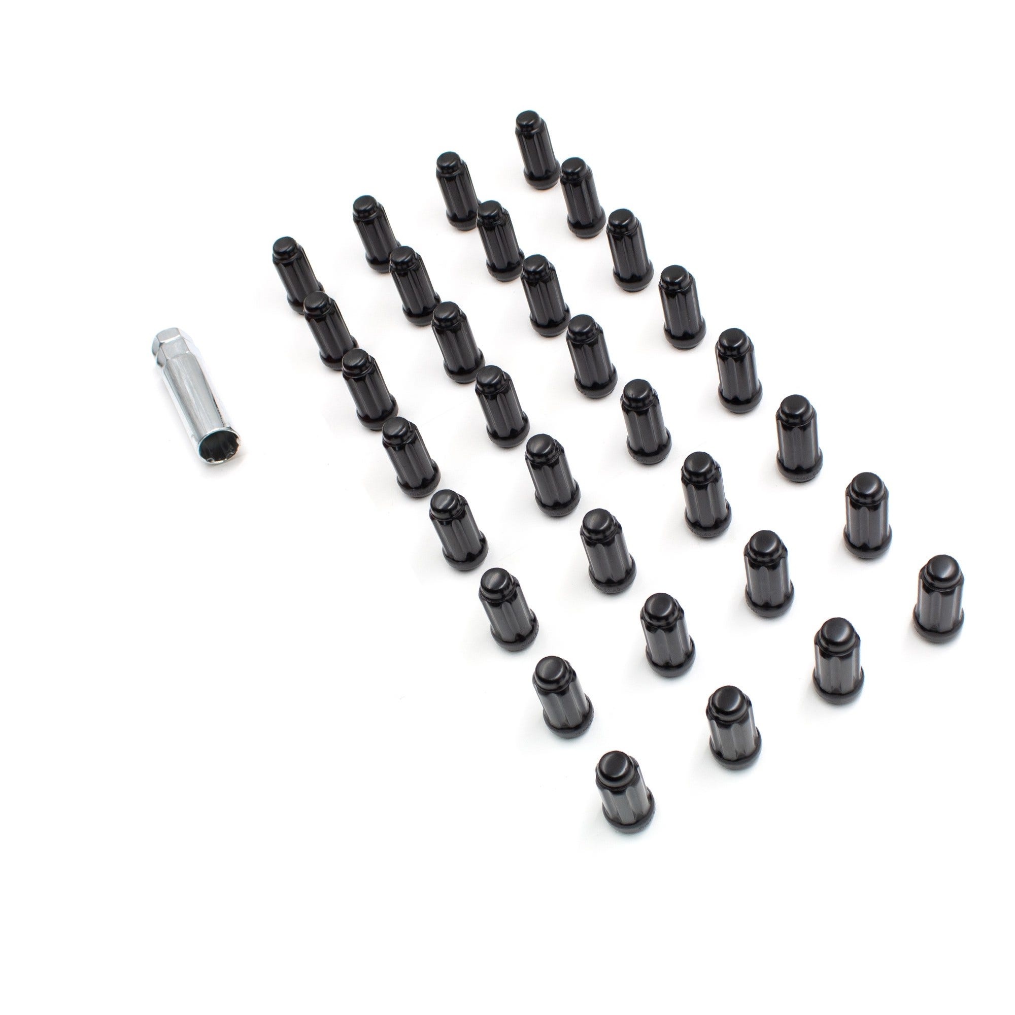 Wheel Accessories Parts 14X1.5 Spline Lug Nuts Black 32 Pack 2" Long Truck Small