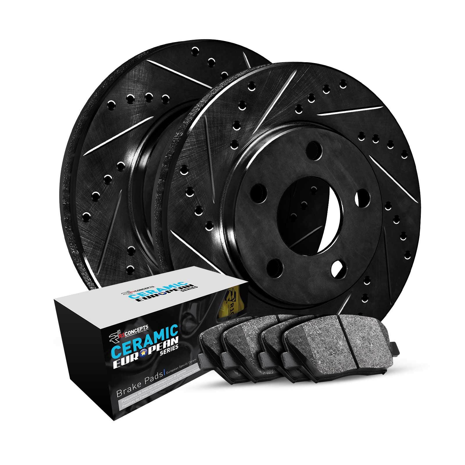 R1 Concepts Whtn1-31117 R1 Brake Rotors - D/S - Black W/ Euro Ceramic Pads   R1