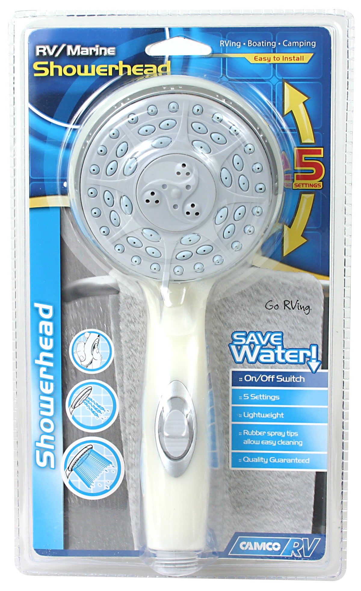 Camco 43712 Rv Shower Head With On/Off Switch (Off-White)   Shower Head; Type -