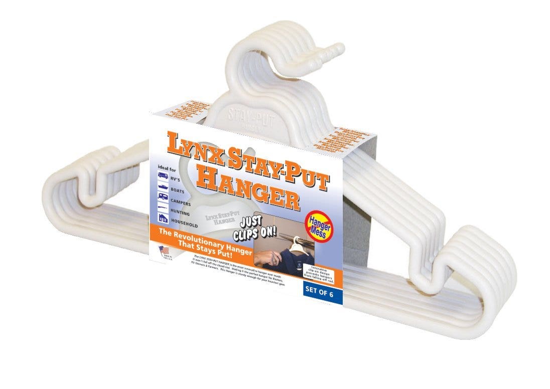 Tri-Lynx 1200W Lynx Stay-Put Hanger (6 Pack), White   Clothes Hanger Stay-Put